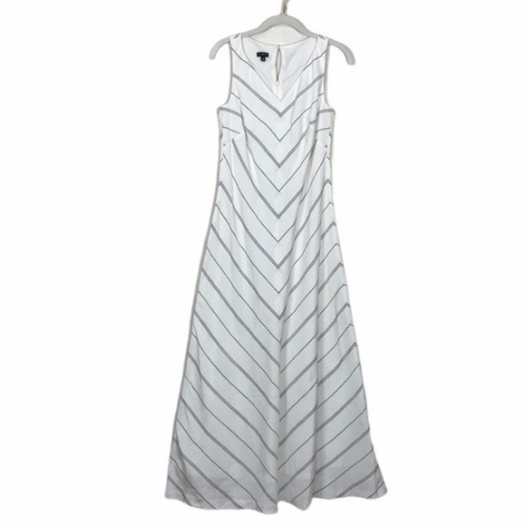 Talbots White A-Line Maxi Dress Sleeveless V-Neck - Picture 1 of 5